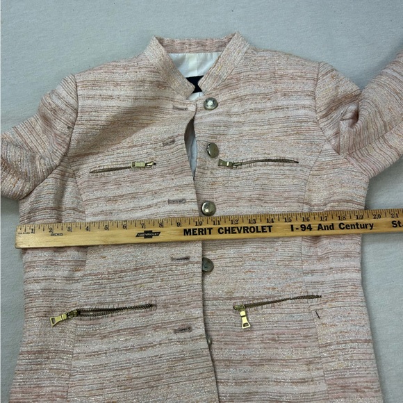 ZARA Fancy Button Down Textured Shoulder Pads Blazer R - Picture 9 of 10